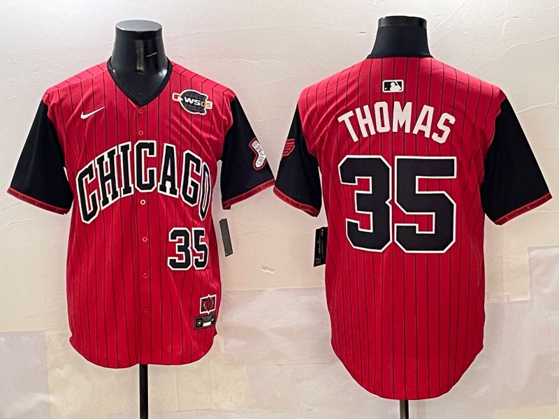 Men Chicago White Sox #35 Thomas Red Stripe Joint Name 2025 Nike MLB Jersey style 13->chicago white sox->MLB Jersey